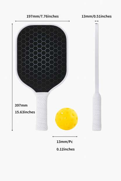 Tyson’s Fiberglass Pickleball Paddle Set – Single Paddle + 2 Balls + Zipper Case