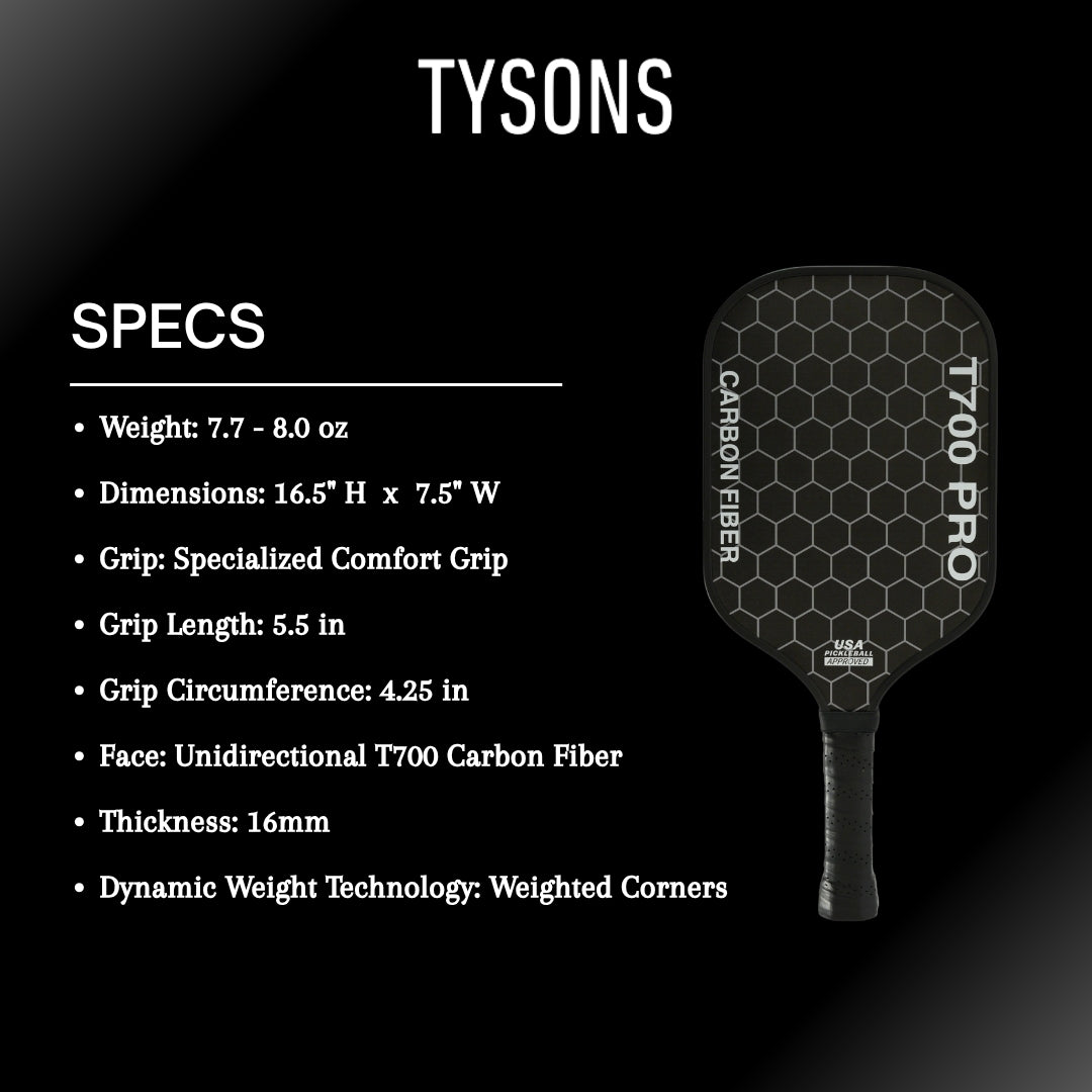 Tysons Pickleball Paddle T-700 Pro-Blackout
